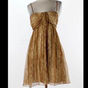 Express Tunic Dress Gold Silk Snake Print